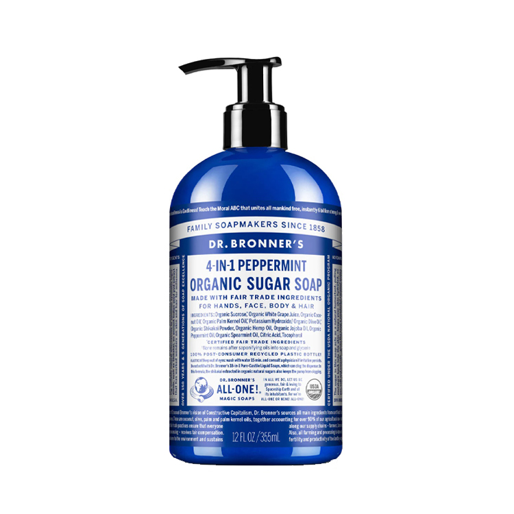 Dr Bronners Peppermint Sugar Pump Soap 355ml